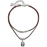 Boho Western Necklaces for Women,Small Hat Boot Pendant Brown Leather Cowgirl Necklace,Vintage Cowboy Hat Layered Necklaces for Women