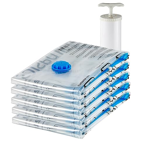 Amazon Basics Vacuum Compression Storage Bags With Hand Pump, Medium, 5