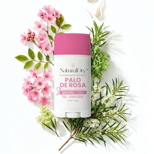 NaturalDry - ARTESANAL - Desodorante Natural Mujer - No obstruye los poros - Hidrata tu piel - SIN ALUMINIO - Elimina el mal olor - Aroma Palo de Rosa - Barra (1 unidad)