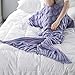 Holidayli Mermaid Tail Blanket for Adults Crochet Snuggle Sofa Throws with Knit Pattern Soft Coutch Blanket Purple 6.4x 3.0 feet (Purple)