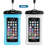 Floating Universal Waterproof Case,FITFORT IPX8 Waterproof Phone Pouch Fingerprints Available TPU Clear Dry Bag for iPhone X 8 7 6 Plus Galaxy Google Pixel HTC LG Sony (2-Pack)-Blue&Crystal