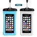 Waterproof Phone Pouch,FITFORT IPX8 Universal Floating Waterproof Case Fingerprints Available TPU Clear Dry Bag Compatible iPhone X 8 7 6 Plus Galaxy Google Pixel HTC LG Sony (2-Pack)-Black&Crystal