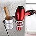 ELVASEN Hair Dryer Holder, Wall Mount Organizer Shelf Rack for Bathroom, Wall Mount with Comb Makeup Brushes Cup,Bathroom Washroom Shower Accessories Storage Organization Aluminum Set