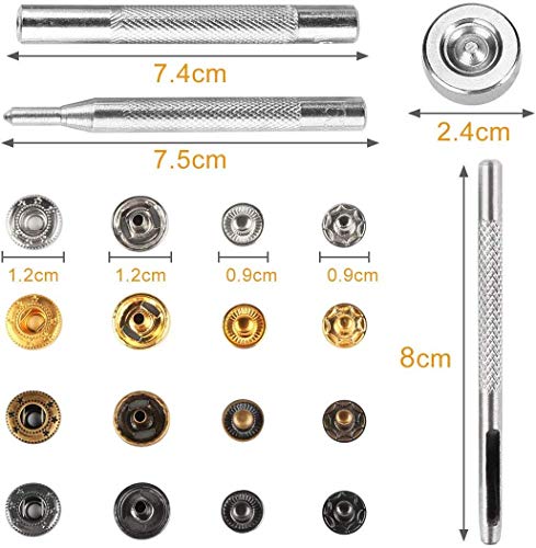 HAUSPROFI Leather Snap Fasteners Kit, 120 Sets Snap Fasteners Clothing Snaps Button Stud Buttons with Fixing Tool Kit for Leather Craft Jacket Wallet Handbag (12 mm) - Thumbnail 3