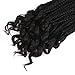 3S Wavy Ends Box Braids Crochet Braiding Hair Extensions Black Color Synthetic Goddess Box Braids With Free Curly End Crochet Braids For Woman Girls 22strands/pack(18inch,1B)