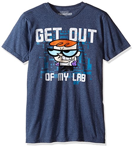 T-Line Men's Dexter's Lab Get Out Graphic T-Shirt, Navy Heather, XX-Large