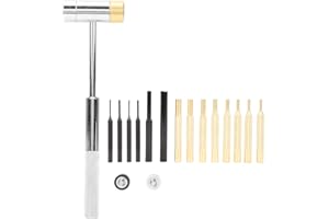17Pcs Punch Set Gunsmith Punch Set Elite Gunsmithing Tool, Double Faced Hammer and Punch Set Brass Stainless Steel Punch Set 