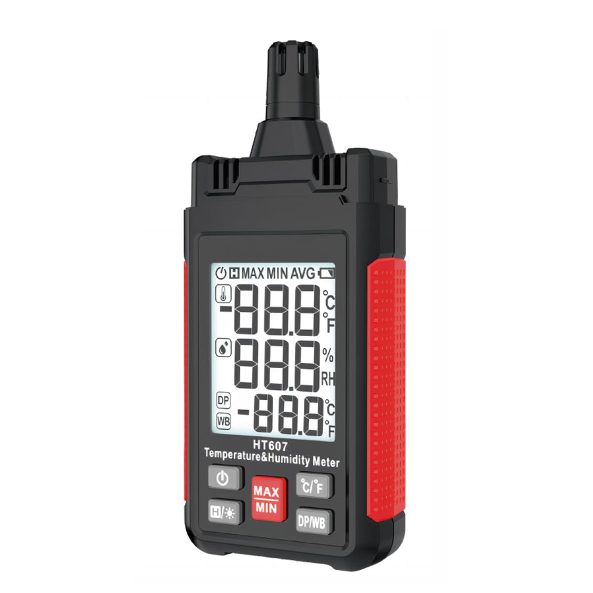 ThreeH Thermohygrometer Large Screen Digital Thermometer Hygrometer with LCD Backlight Ambient Relative Humidity Dew Point Wet Bulb Thermometer Min Max Hold