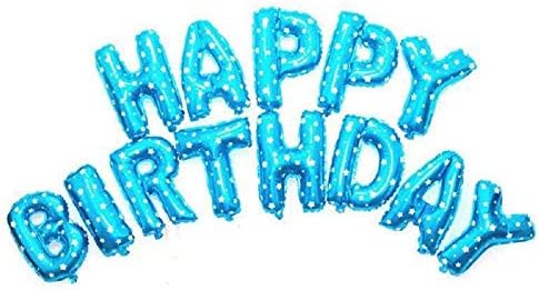 Self Inflating Happy Birthday Balloons, Large 16" Foil Letter Happy Birthday Balloon Self-Inflating Banner for Birthday Party Decoration (Blue)