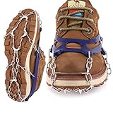 Hapire Blue Traction Cleats Crampons Unisex Men Women Ice Grippers Anti-Slip Stainless Steel Snow Spikes Shoes Boots Spikes Winter Walking Hiking Climbing Spikes