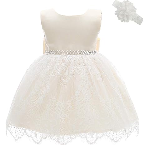 AHAHA Baby Mädchen Prinzessin Kleid Blumenmädchenkleid Taufkleid Festlich Kleid Hochzeit Partykleid Festzug Babybekleidung