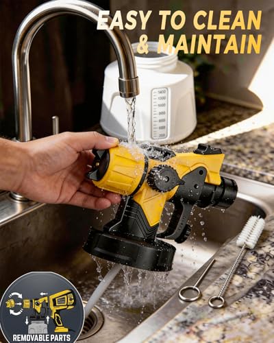 Paint Sprayer, 1000W Electric HVLP Spray Paint Gun with 47 oz Container, 3 Patterns 6 Nozzles, Easy to Clean & Use, Stain Sprayer for House Painting, Furniture, Cabinets, Walls, Doors, Fences