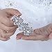 EVER FAITH Bridal Silver-Tone Floral Leaf Elastic Bracelet Clear Austrian Crystal