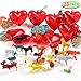 JOYIN 28 Pcs Animal Figures Filled Hearts with Valentine Cards for Kids Valentine Classroom Exchange Party Favors, Valentine Gift Exchange, Game Prizes and Carnivals Gift