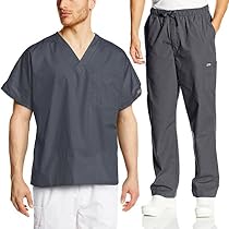 Cherokee Mens Workwear Scrub Set Medical/Dentist Uniform V-neck Top & Cargo Pant (Pewter, Small)