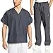 Cherokee Mens Workwear Scrub Set Medical/Dentist Uniform V-Neck Top & Cargo Pant (Pewter, Medium)