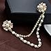 YYBONNIE Champagne Tone Crystal Pearl Daisy Flower Brooches Pins with Pearl Chain Tassel Sweater Guard Clip Pin