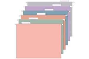 KONVINIT 6pcs Hanging File Folders Letter Size, Morandi Hanging Folders for Documents, File Organizer with 1/5-Cut Adjustable Tabs for School, Home & Office Supplies