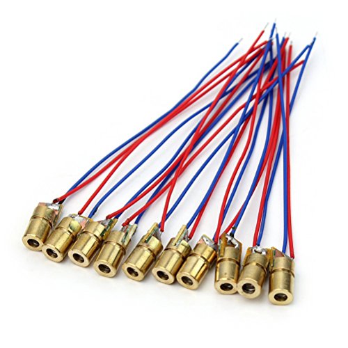 Tinksky 10pcs 5mW 650nm Red Dot Laser Diode Module Heads(3 Volt)