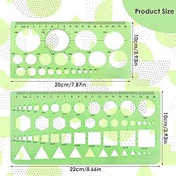 TIESOME 2 Pack Circle Templates Measuring Geometry