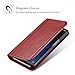 ProCase Galaxy S8 Plus Genuine Leather Case, Vintage Wallet Folding Flip Case with Kickstand and Multiple Card Slots Magnetic Closure Protective Cover for Galaxy S8+ 2017 -Red