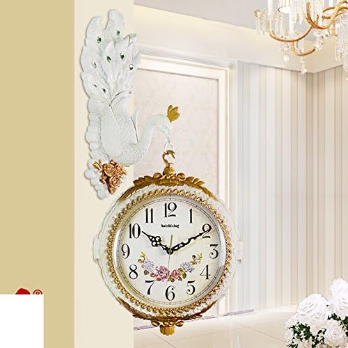 Modern Retro Living Room Silent Clock/Creative Personality Peacock Decorative Wall Hanging-D