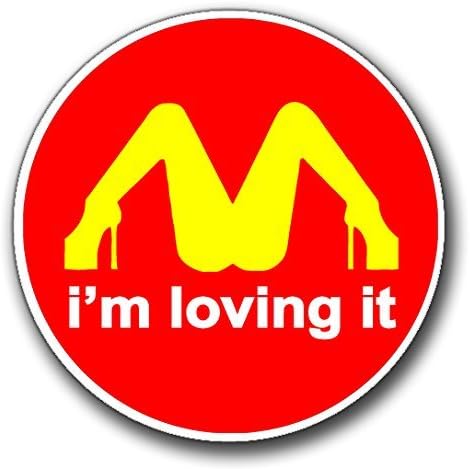 I'm Loving It McDonald's Funny Sticker for Skateboards, Snowboards, Scooters, BMX, Mountain Bikes, Laptops, iPhone, iPod, Guitars etc - Set of 6 PVC Stickers