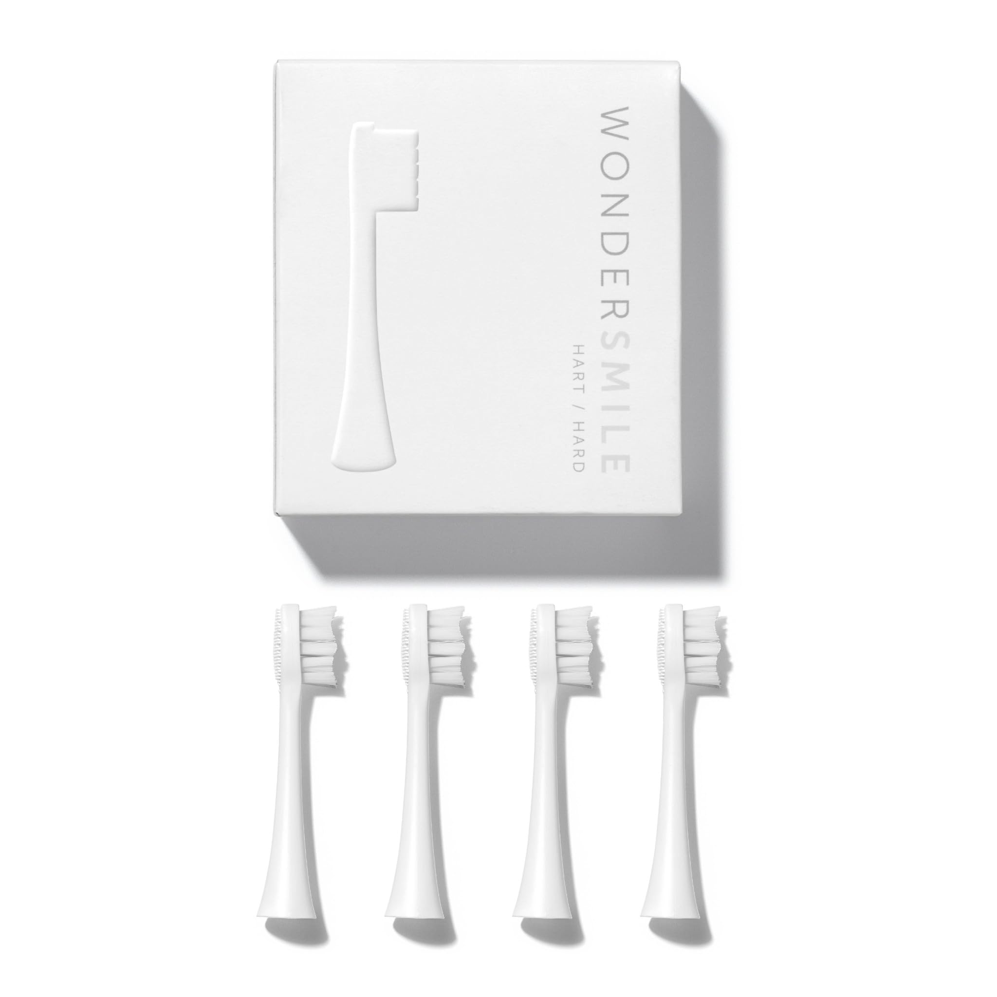 Wondersmile Replacement Sonic Toothbrush Heads (Hard, All White, Pack of 4) - Brush Heads for Wondersmile Sonic Toothbrush