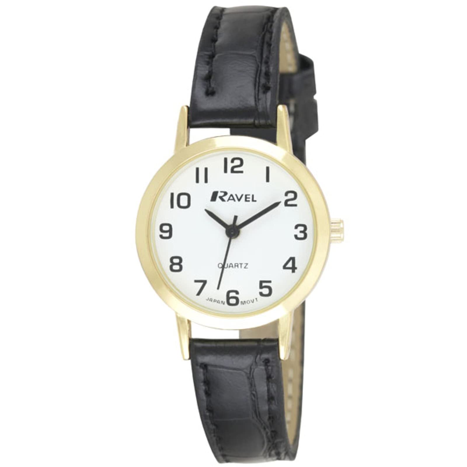 Ravel - Womens Traditional Watch with Clear Numeral Dial - Gold Tone/Black — image 1