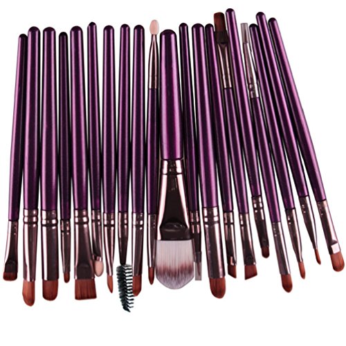 MELADYPro 20pcs Multi-function Cosmetic Powder Foundation Eyeshadow Eyeliner Lip Makeup Brushes Sets (Purple-Coffee)