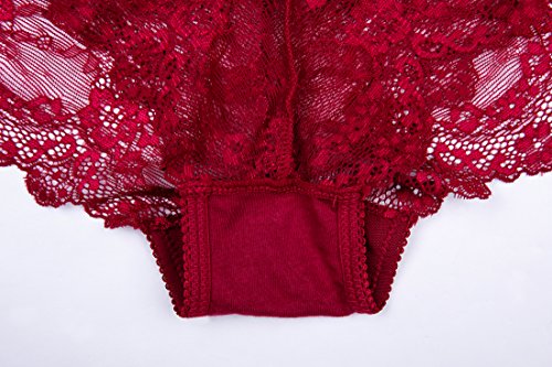 Varsbaby Women Push Up Embroidery Bras Set Lace Lingerie Bra and Panties 3 Piece (V017SP,Wine Red, 40C)