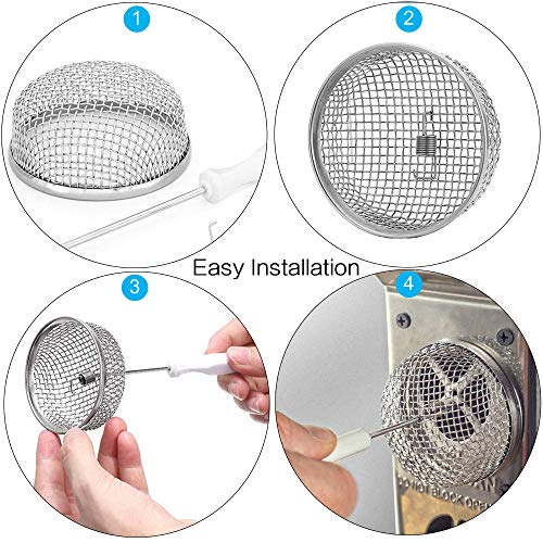 RKURCK RV Furnace Vent Cover, Flying Insect Screen net Cover, Heater Exhaust Vents Screen 2.8 inch Stainless Steel Mesh for RV Camper 2 Pack - Installation Tool Included