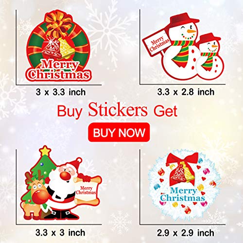 AMS 202 Pieces Christmas Decoration Baubles Sleigh Snowflake PVC Window Clings Decals Wall Stickers Oenaments for Home, Office, New Year, Christmas Party Supplies