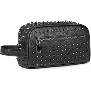 Punk Rock Studded Clutch Bag, Black, 9.1x5.1x3.9 Inches