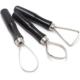 Kooingtech 3PCS Clay Carving Tools Sculpting Tools Wooden Sculpture Tool | Pottery Sculpting Tools with Handmade Handle, Sawtooth Steel Pottery Tools for Carving