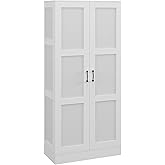 HOMCOM 71" Tall Storage Cabinet with Movable Storage Shelves, Modern Style Pantry Cabinet with Soft Close Doors, White