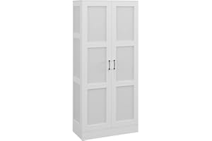 HOMCOM 71" Tall Storage Cabinet with Movable Storage Shelves, Modern Style Pantry Cupboard Cabinet with Soft Close Doors, White