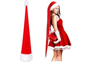 ALIMITOPIA 5 Feet Long Christmas Santa Hat,Overlength Plush Christmas Santa Claus Xmas Long-tail Cap Hat(One Size Fits All)