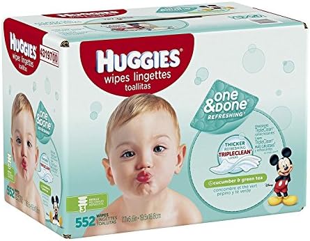 HUGGIES One &amp; Done Refreshing Baby Wipes Refills, Cucumber and Green Tea, 552 Count