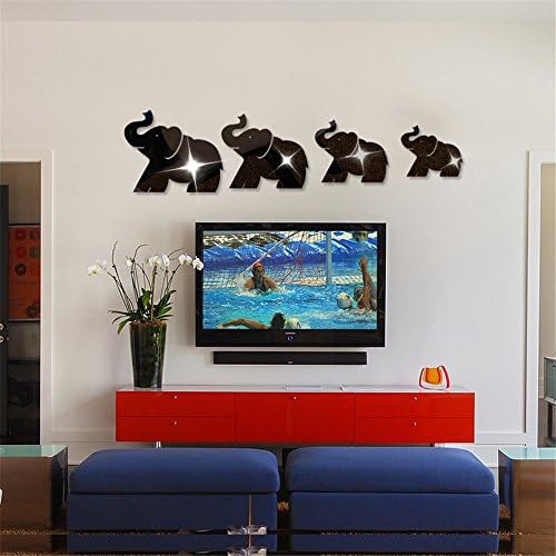 Removable Wall Sticker Clearance Sale, Libermall 5pcs Elephant Mirror Wall Sticker Home Decor Art DIY Wall Windows Door Mural Decal Stickers, Best for Living Room Family Decorative Wall Decals
