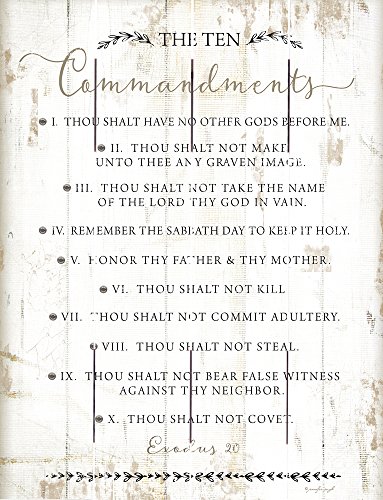"The Ten Commandments" Wooden Rustic Pallet Art Wall Hanging, 9"X12" Decorative Plaque