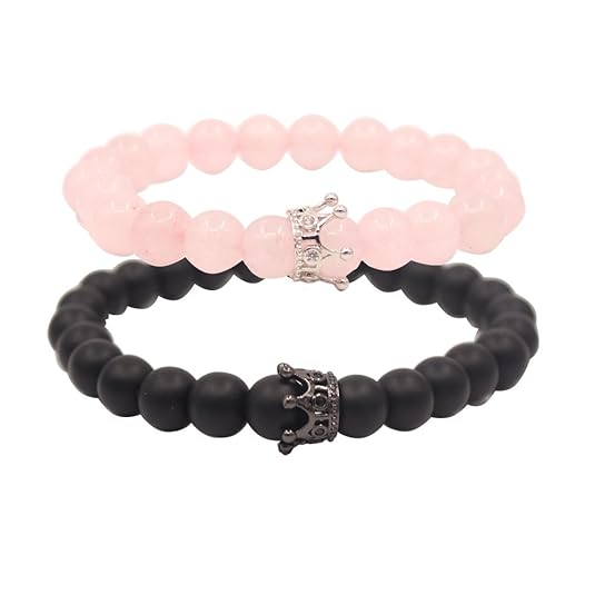 UEUC Distance Couple King & Queen Crown Armbänder Seine Freundschaft 8mm Perlen Bangle Armband