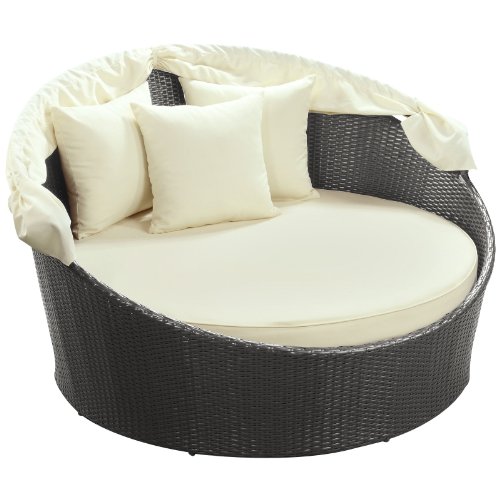 Modway Siesta Wicker Rattan Outdoor Patio Canopy Daybed in Espresso
