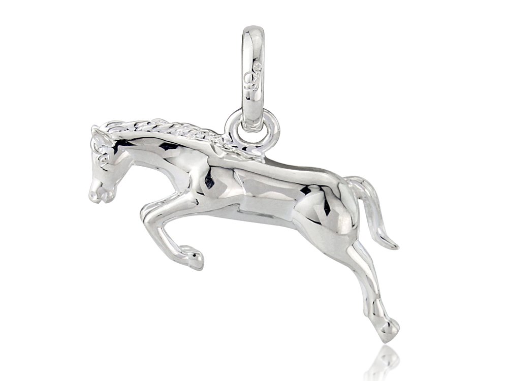 Gemma J Sterling Silver Jumping Horse Charm - solid silver horse charm or pendant