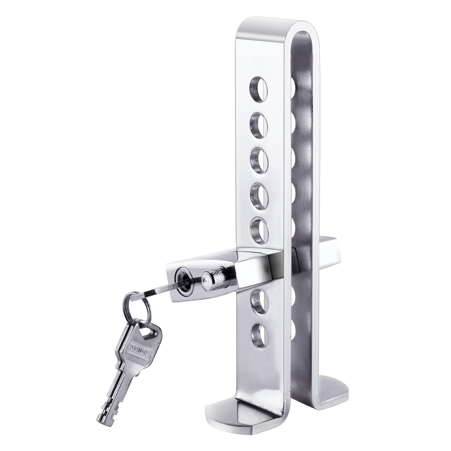 Car Pedal Lock, Stainless Steel 8 Holes Car Clutch Brake Lock Anti Theft Locking Devices Car Security Lock with 3 Keys