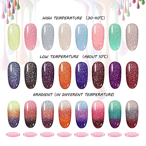 KNLEAGL Gel Nail Polish temperature change color gel 8pc color collection with UV Light 6W Nail Dryer Lamp, Gel Nail Polish Kit with Base and Gel Top Coat, Portable Gel Nail Starter Kit Professional