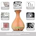 Tenswall Aromatherapy Essential Oil Diffuser,Yellow Wood Grain Whisper Quiet Cool Mist 400ml Vase Shape Ultrasonic Aroma Diffuser Humidifier with 4 Timer Setting and 7 LED lights Changing for Spa Baby