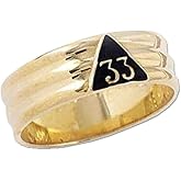 C&amp;D Masonic Jewelry / Mason Zone - Gold Plated Men's Masonic Ring - Scottish Rite 33rd Degree - Grooved Band - Stainless Steel Freemason Ring