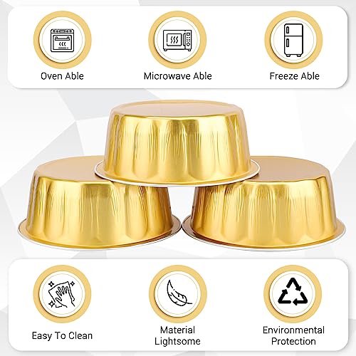 Suice Aluminum Foil Baking Cups with Lids, 100 Pack Disposable Ramekins