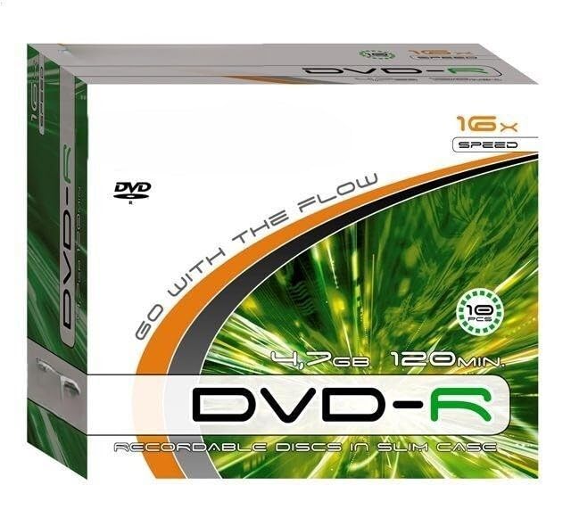 DVD-R 4,7 GB, 16 x schlankes Gehäuse, 10 Stück, ideal für Datenaufnahmen, Videospeicherung und Sicherung.